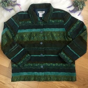 Coldwater Creek Boxy Patchwork Button Up Jacket L